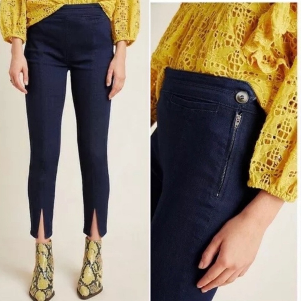 Anthro Pilcro High Rise Side Zip Skinny Split Hem Ankle Jeans Sz 29 - EUC
